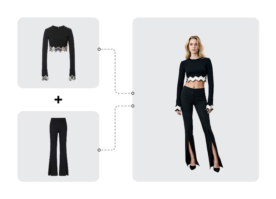 Transforming flat-lay images into on-model photos using AI technology